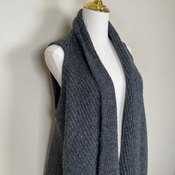 RUDSAK Wool Charcoal Grey Knit Sleeveless Waterfall Vest‎ Duster Cardigan XS/S - Picture 7 of 12